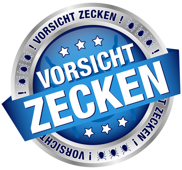 Button Banner "Vorsicht Zecken" blau/silber